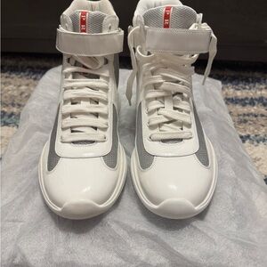 Prada America’s Cup Patent Leather High-Top Sneakers